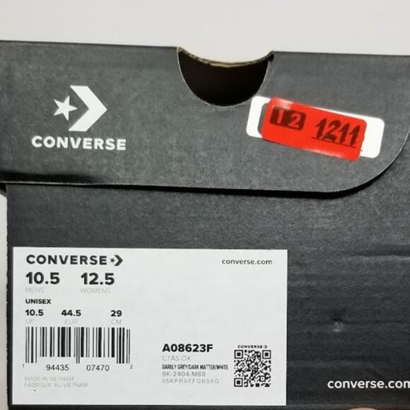 Converse Unisex CTAS Double Stitch Oxfords Men's Size 10.5  Gray #A08623F NWT - Picture 9 of 9